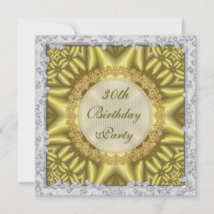 Glamourous Gold & Silver 30th Birthday Party Invitation