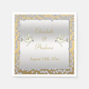 Glamourous Gold & Silver Diamonds & Doves Napkin