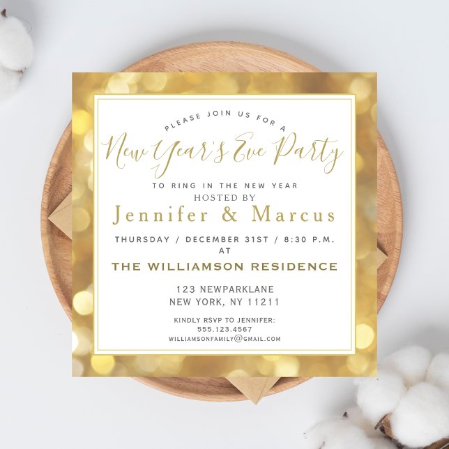 Glamourous Gold Sparkles - New Year's Eve Party Invitation (Creator Uploaded)