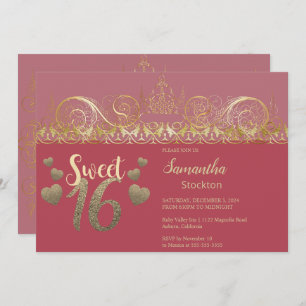 Glamourous Gold Sweet 16 Invitation