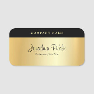 Glamourous Gold Template Handwritten Name Elegant Tag