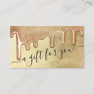 Glamourous Gold Thick Glitter Drip Gift Certificat Business Card