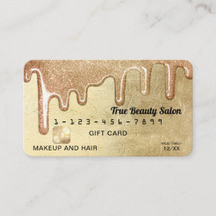 Glamourous Gold Thick Glitter Drips Gift Credit Business Card