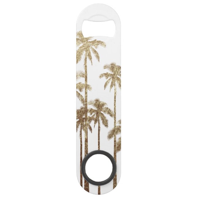 Glamourous Gold Tropical Palm Trees on White (Front)