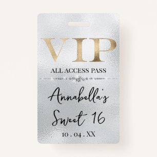 Glamourous Gold VIP on Silver ID Badge