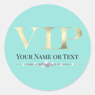 Glamourous Gold VIP on Teal Classic Round Sticker