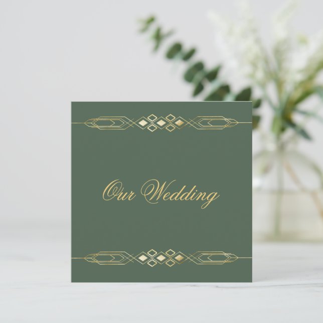 Glamourous Gold Wedding Invitation (Standing Front)
