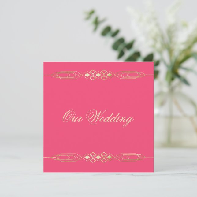 Glamourous Gold Wedding Invitation (Standing Front)