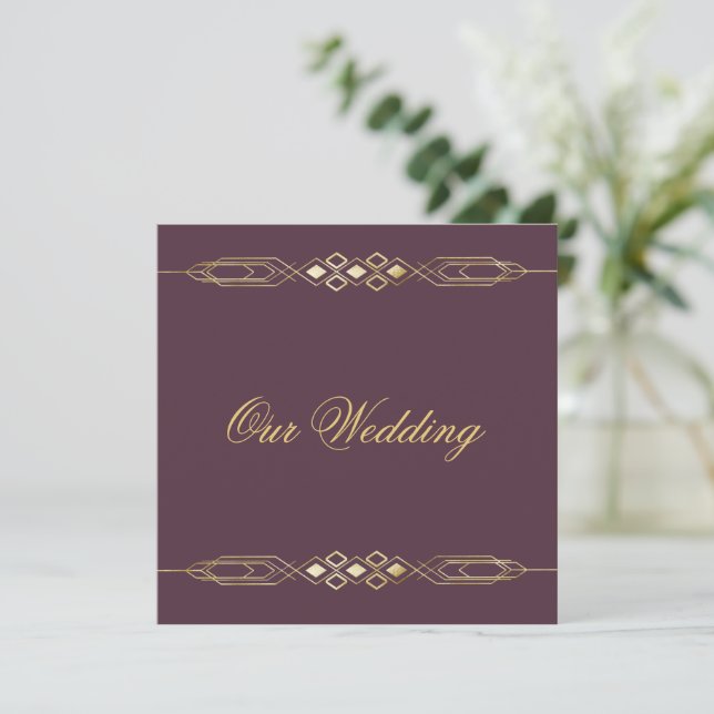 Glamourous Gold Wedding Invitation (Standing Front)