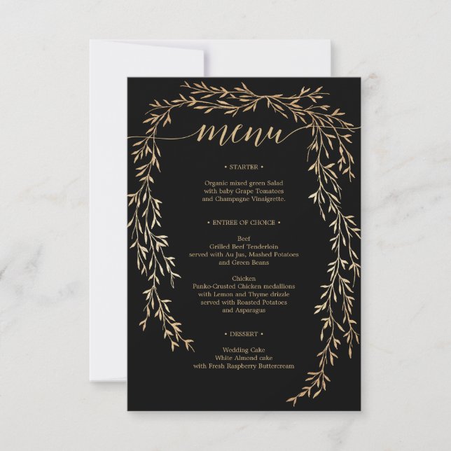 Glamourous Gold Wedding Menu Invitation (Front)