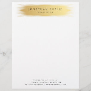 Glamourous Gold White Modern Elegant Template Custom Letterhead