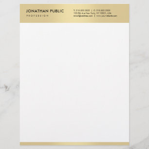 Glamourous Gold White Modern Minimalist Elegant Custom Letterhead