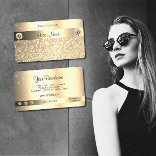 Glamourous Golden Glitter Sparkling Stars Diamonds Business Card