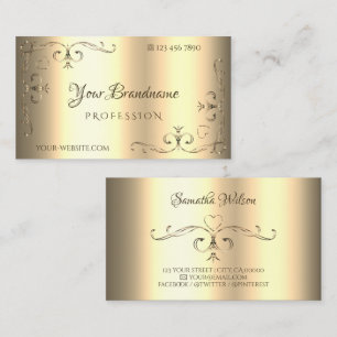 Glamourous Golden Ornaments Ornate Corners Elegant Business Card