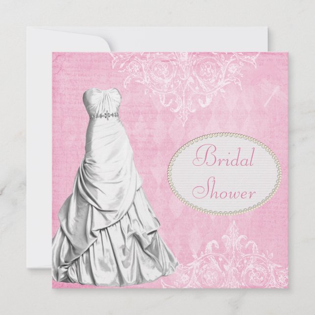 Glamourous Gown Vintage Shabby Chic Bridal Shower Invitation (Front)