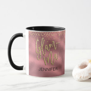 Glamourous Grandma Glamma Pink Foil Gold Dots Name Mug