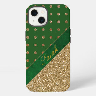 Glamourous Green and Gold Personalised iPhone 13 Case