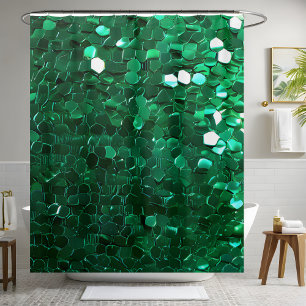 Glamourous Green Sequin Shower Curtain