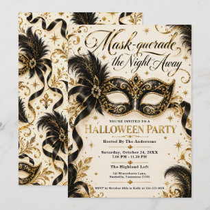 Glamourous Halloween Masquerade Party Invitation