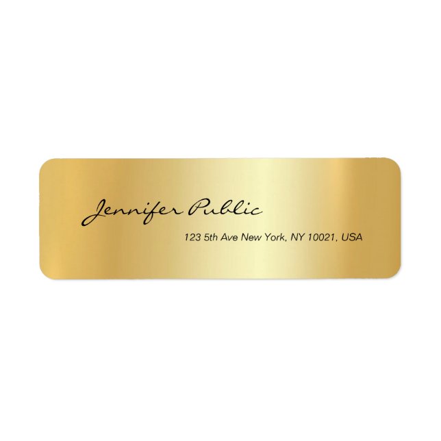 Glamourous Hand Script Simple Gold Return Address (Front)