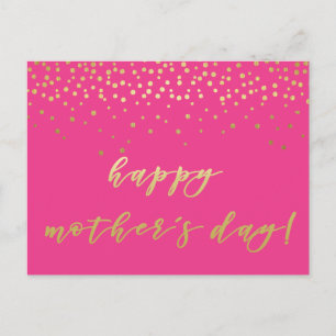 Glamourous Hot Pink & Gold - Happy Mother's Day Postcard
