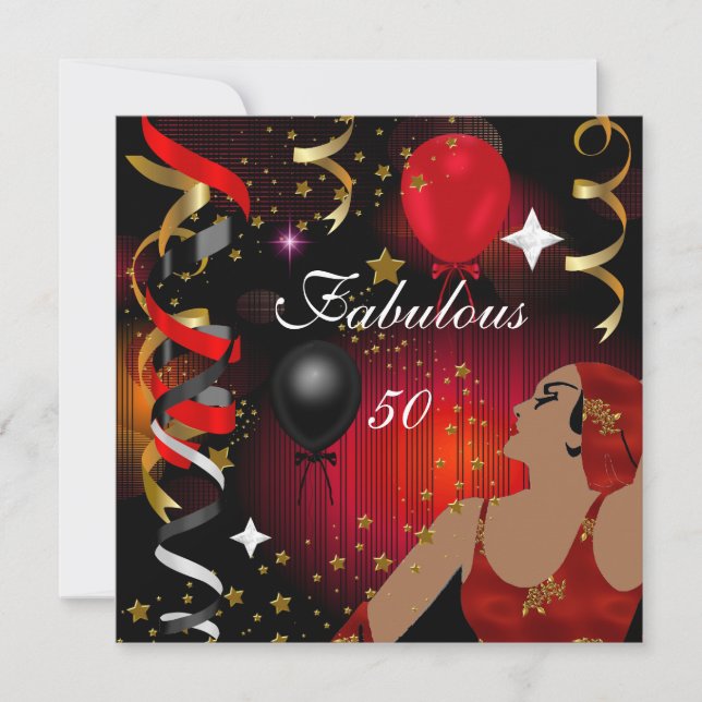 Glamourous Lady Fabulous 50 Fifty Birthday Party 2 Invitation (Front)