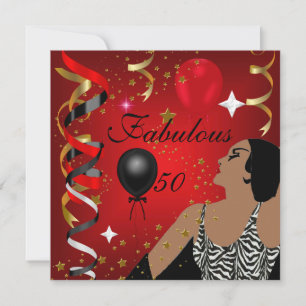 Glamourous Lady Fabulous 50 Fifty Birthday Party 4 Invitation