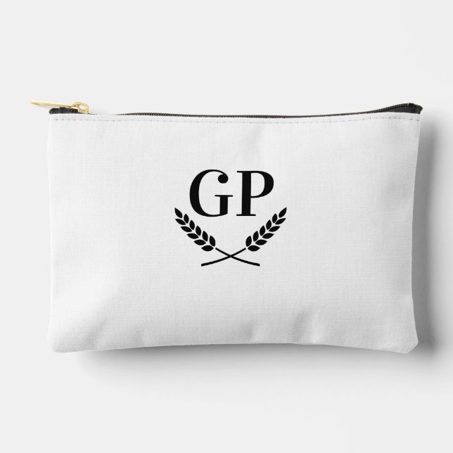 Glamourous laurel crest monogram logo cosmetic bag (Front)