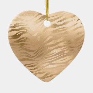 Glamourous Light Brown Leopard Spots Animal Print Ceramic Tree Decoration