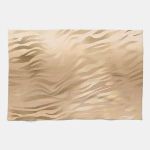 Glamourous Light Brown Leopard Spots Animal Print Tea Towel