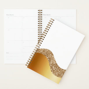 Glamourous Light Brown White Waves Elegant Deluxe Planner