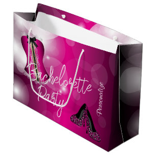 Glamourous Lingerie Bachelorette   Hot Pink Bokeh Large Gift Bag