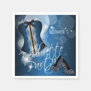 Glamourous Lingerie Bachelorette Party Blue Napkin