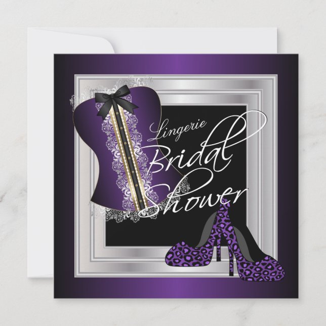 Glamourous Lingerie Bridal Shower | Purple Invitation (Front)