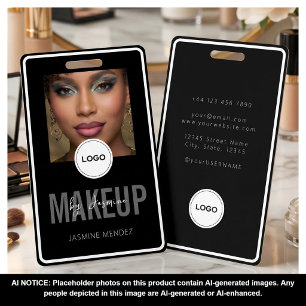 Glamourous Makeup Artist Black White Photo Lanyard ID Badge