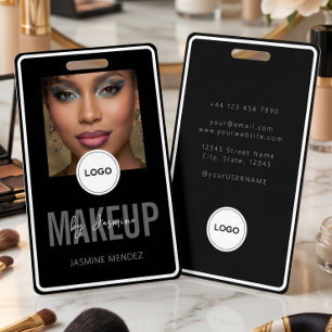 Glamourous Makeup Artist Black White Photo Lanyard ID Badge