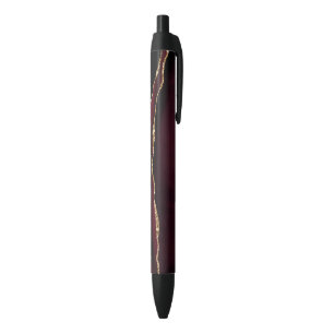 Glamourous Marble Agate Chic Black Purple Gold Ink Pen