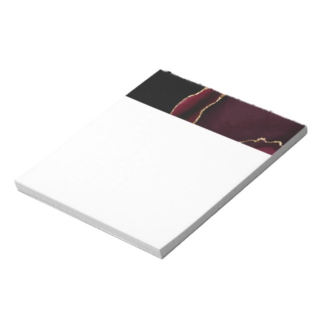Glamourous Marble Agate Chic Black Purple Gold Notepad (Rotated)