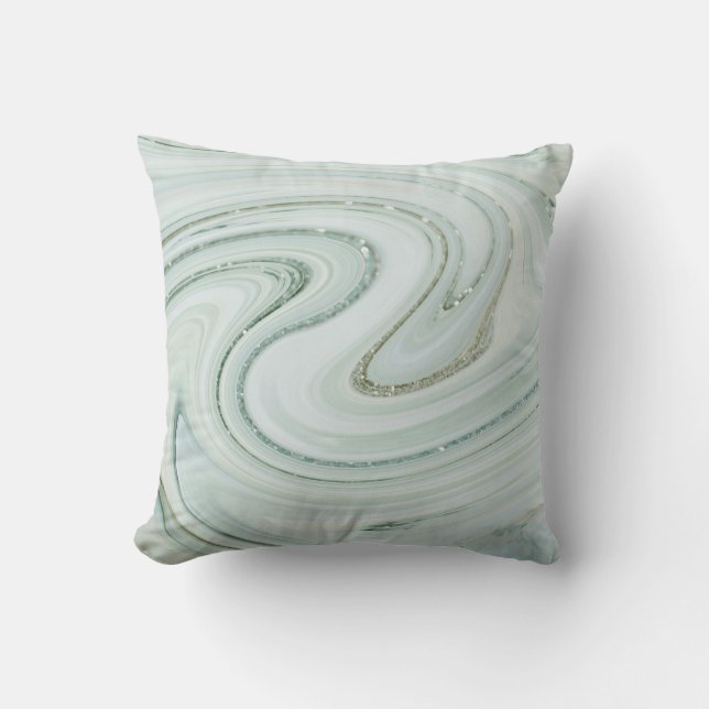Glamourous Marble Swirl Glitter Chic Cushion (Front)