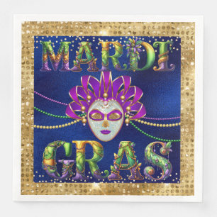 Glamourous Masquerade Mardi Gras Party Napkin