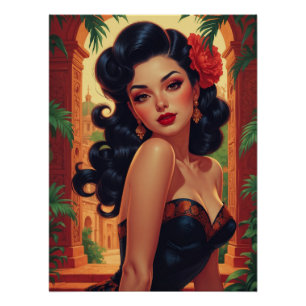 Glamourous Mexican Pin-Up Portrait Poster