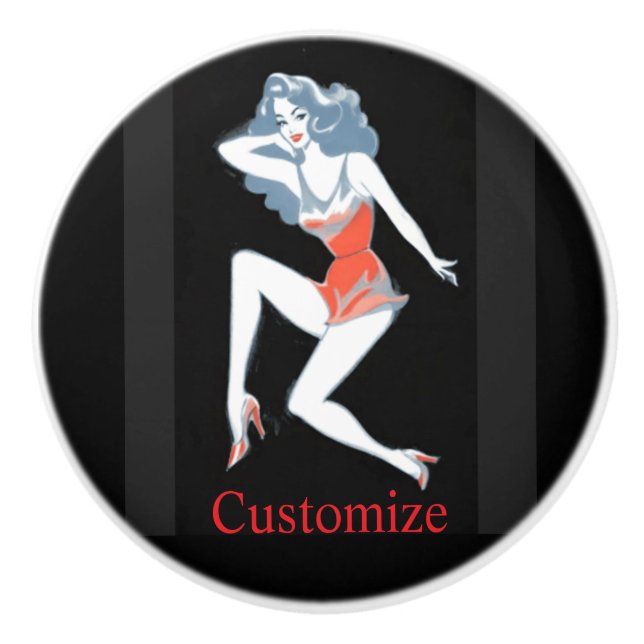 Glamourous Model Posing Thunder_Cove Ceramic Knob (Front)