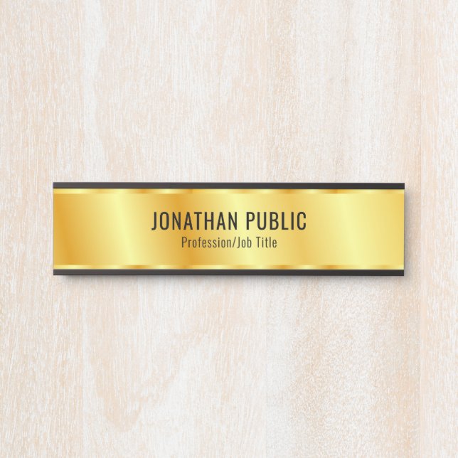 Glamourous Modern Black And Gold Template Door Sign (Front)