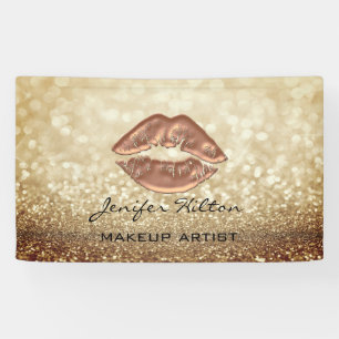 Glamourous modern chic faux glittery rosegold lips banner