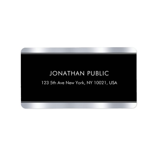 Glamourous Modern Elegant Black Silver Template Label (Front)