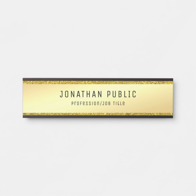 Glamourous Modern Gold Glitter Elegant Template Door Sign (Front)