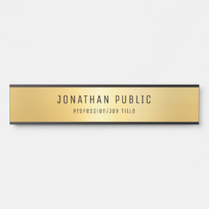 Glamourous Modern Template Black And Gold Long Door Sign