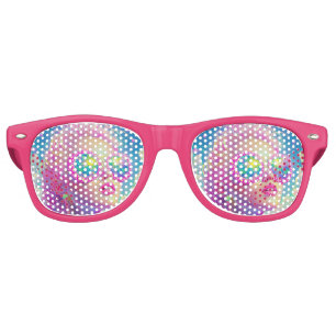 Glamourous Neon Woman with Sparkling Glasses