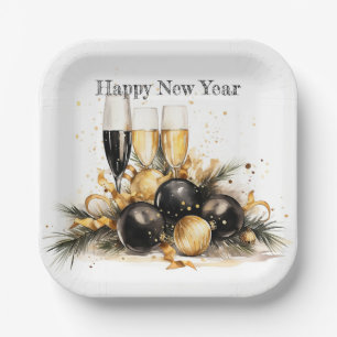 🍾🎉 Glamourous New Year's Eve Party Plates 🥂✨