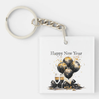 🍾🎉 Glamourous New Year's Eve Party Plates 🥂✨ Key Ring